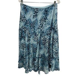 Newsworthy Womens Blue Floral Pattern Elastic Waist Skirt Size L  Cottagecore